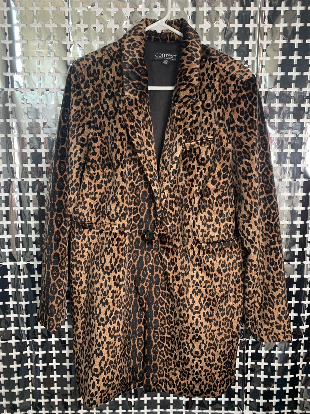 Context Leopard-Print Trench Coat in Brown and Black